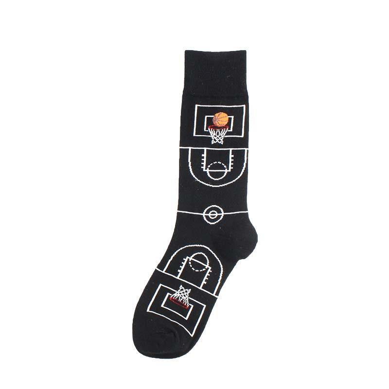 Fashion Cotton Socks Men Funny Sports Casual Crew Socks Football Basketball Rugby Baseball 5 Pairs - CHALIER