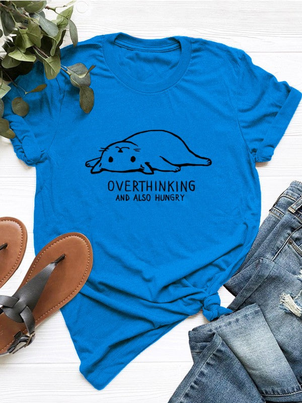 Women Casual Cat Printed Short Sleeve T-Shirt