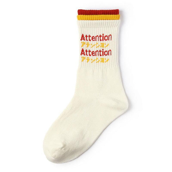 Chalier Men Cotton Casual Socks Fashion Style White with Letters 1 Pair - CHALIER