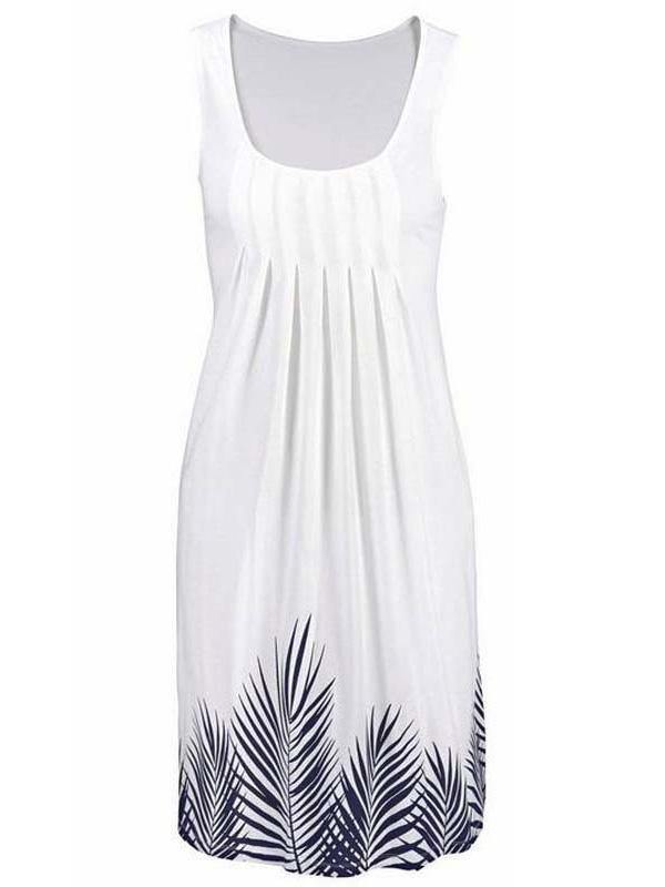 Women's Floral Print Polka Dots Sleeveness Crew-neck Vest Dress Holiday Plus Size - CHALIER