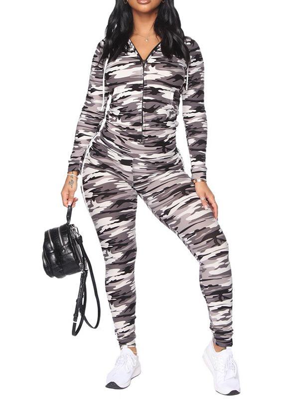 Women's Sports Outfit Floral Prints Long Sleeve Coat&Pants Set - CHALIER