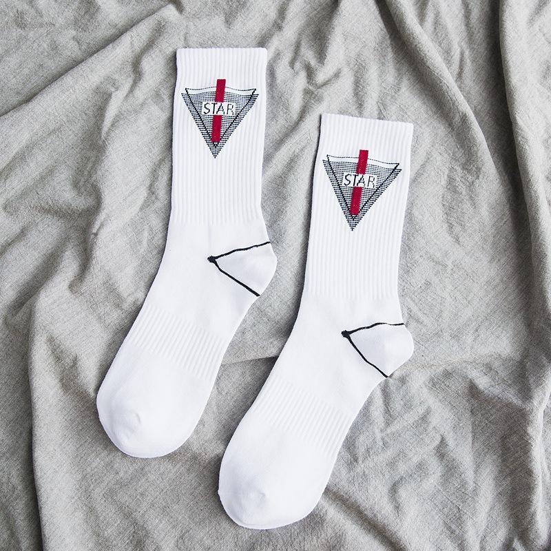 Chalier Men Athletic Socks Hip Hop Style White STAR - CHALIER