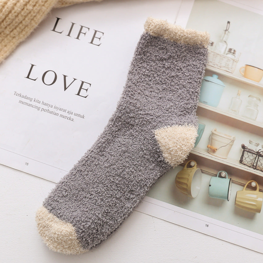 Chalier Womens Winter Socks Coral Fleece Home Slipper Socks Set 5 Pairs