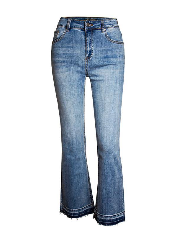 Women's Bell Bottomed Jeans Loose Wide-leg Cropped Trousers - CHALIER