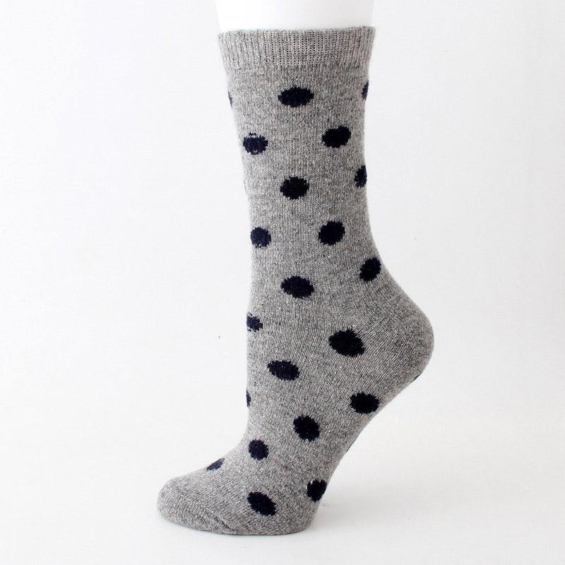 Womens Winter Warm Socks Set Thickened Wool Polka Dots Socks 6 Pairs - CHALIER