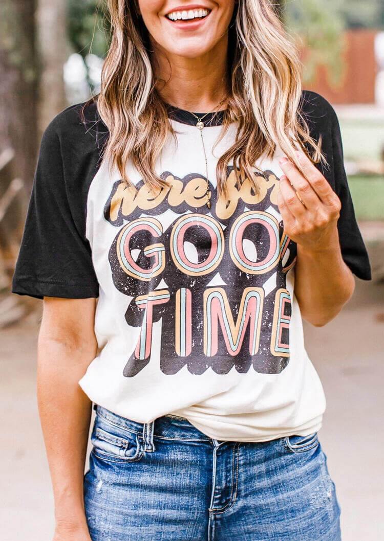 Women Letter Printed Casual Short Sleeve T-Shirt - CHALIER