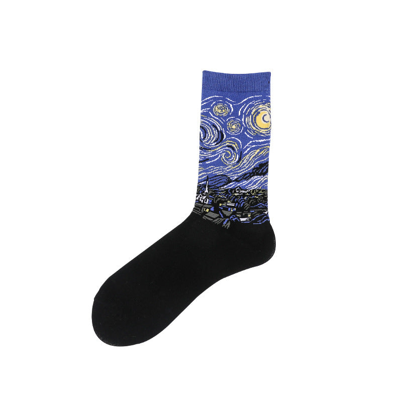 Women Socks Vintage Literary Abstract Oil Painting Men's Socks Cotton Socks