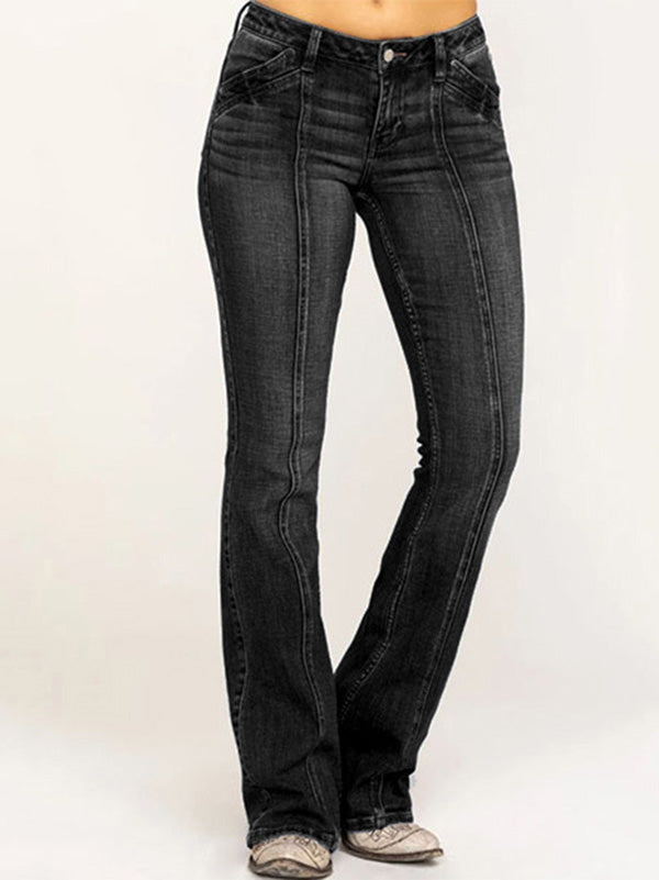 Women's Jeans Tight Bell-bottom Trousers Low-Rise Pants