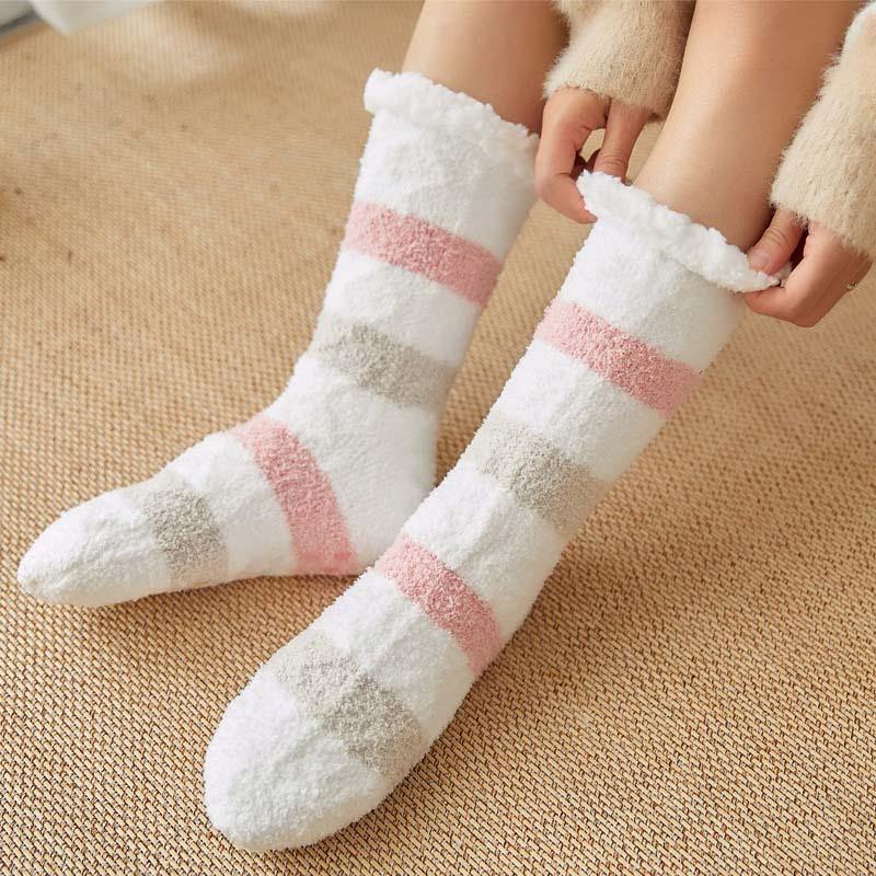 Womens Winter Super Warm Slipper Fuzzy Cozy Socks Family Non-Slip Grip Socks 2 Pairs Socks Set - CHALIER