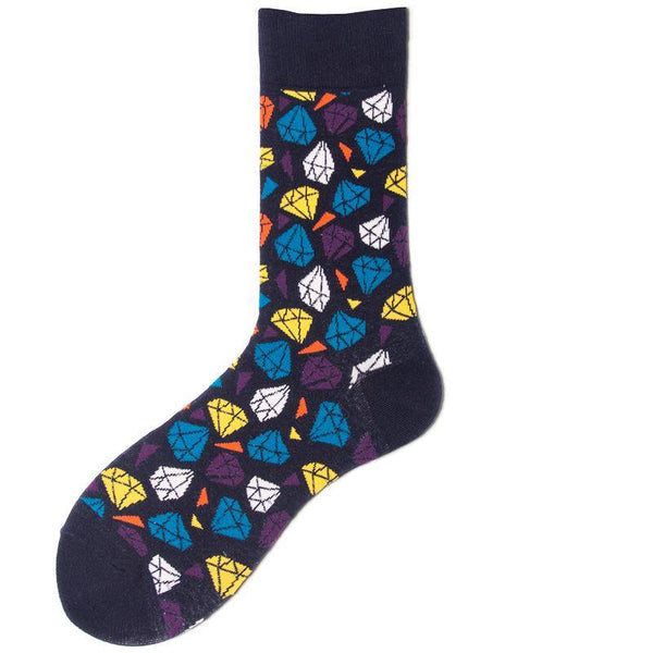 Chalier Men Cotton Socks Fashion and Breathable Diamonds Pattern - CHALIER
