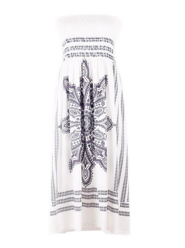 Women's Floral Print Strapless Tube Mini Dress Holiday - CHALIER