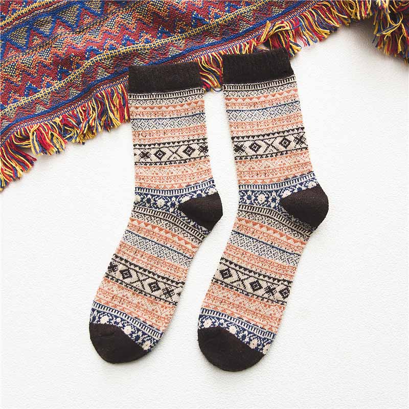 Mens Winter Socks Warm Vintage Exotic Knitted Socks 5 Pairs Gift