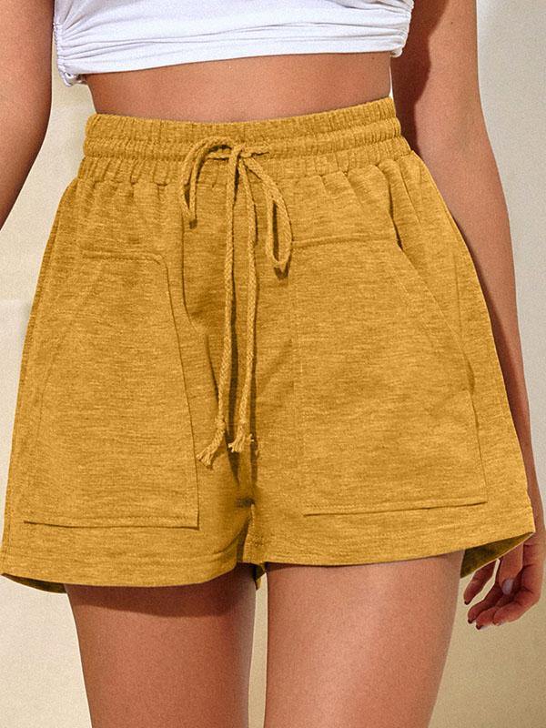 Women's Cotton Caual High Waist Drawstring Shorts Sports - CHALIER