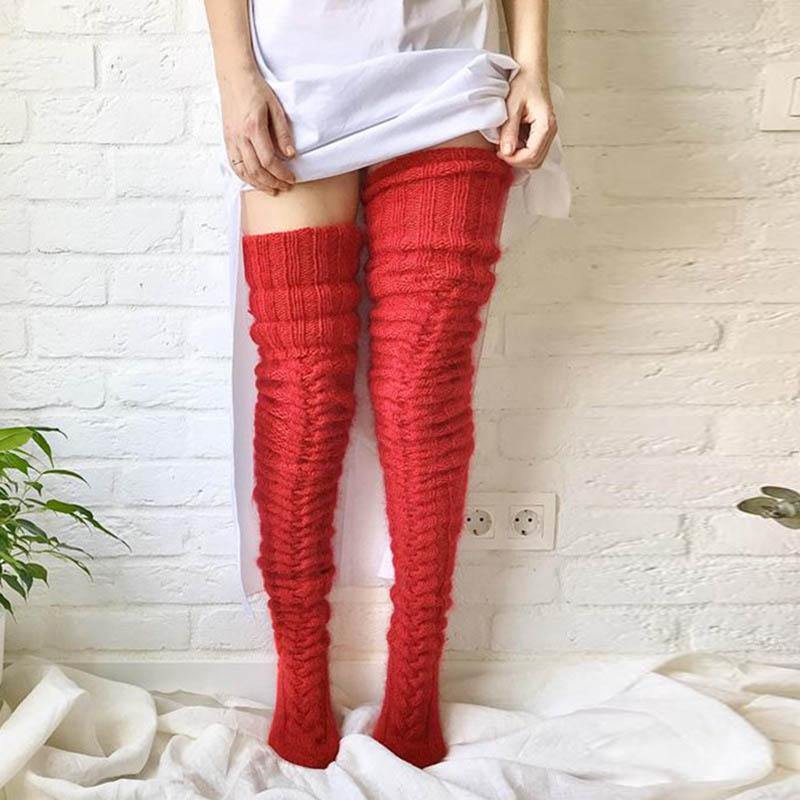Womens Knitted Socks Thickened Thigh High Socks - CHALIER