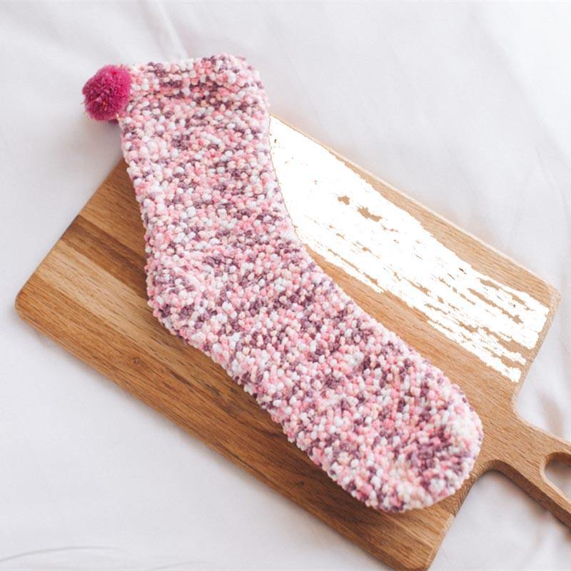 Womens Warm Winter Slipper Wool Socks Cup Cake Gift Box Family Socks - CHALIER