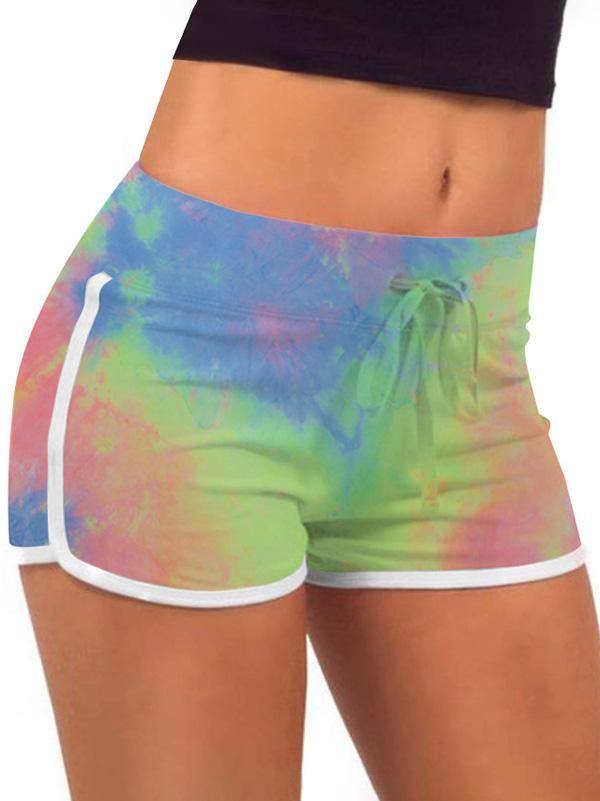 Women's Sports Sweat-absorbent Tie-dyed Tight Shorts Elastic Hot Pants - CHALIER