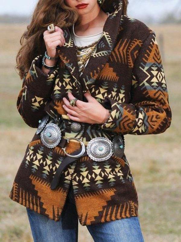 Women Plus size Long Sleeve Cotton-Blend Outerwear - CHALIER