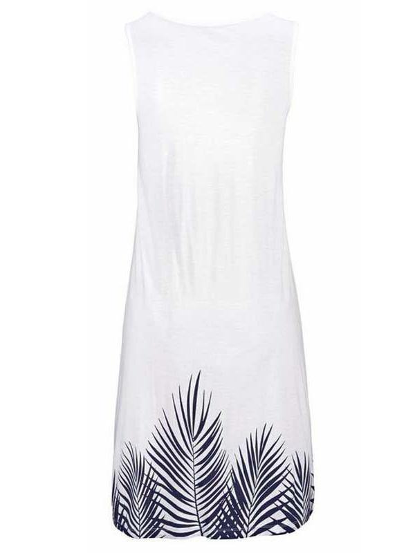 Women's Floral Print Polka Dots Sleeveness Crew-neck Vest Dress Holiday Plus Size - CHALIER