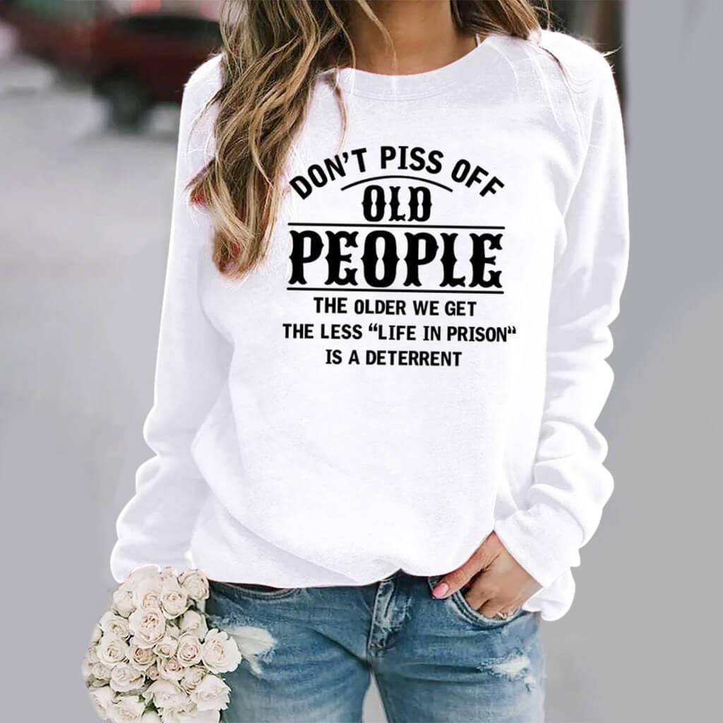 Ladies Long Sleeve Casual Letter Print Sweatshirt - CHALIER