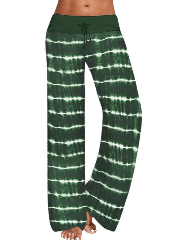 Women's Loose Pants Home Tie-dye Printed Stripes Yoga Slacks - CHALIER