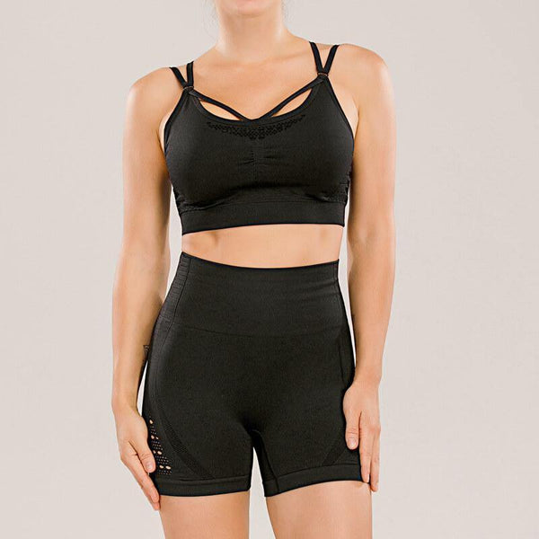 Women's Sleeveles 2 Piece Outfits High Waist Workout Shorts Yoga Sports Bra - CHALIER