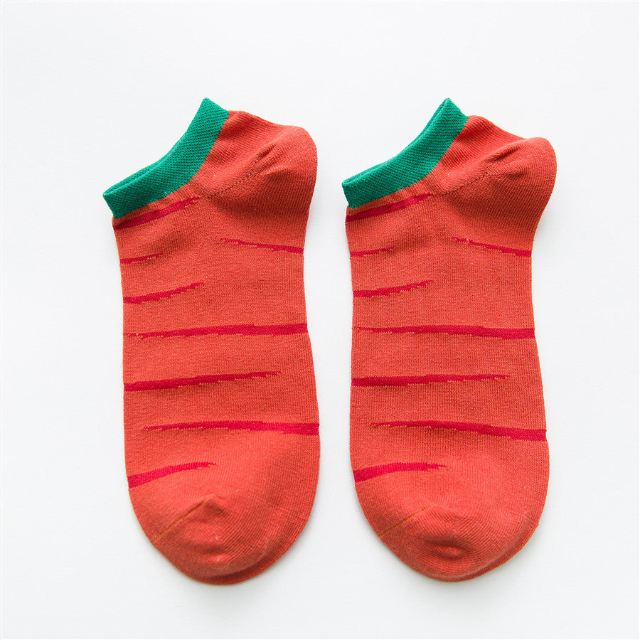 Chalier Mens Casual Ankle Street Hip-hop Red Socks