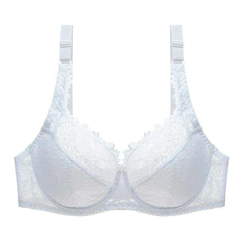 Women's Plus Size Bra Lightweight Underwire Lace Floral Unpadded Bra - CHALIER