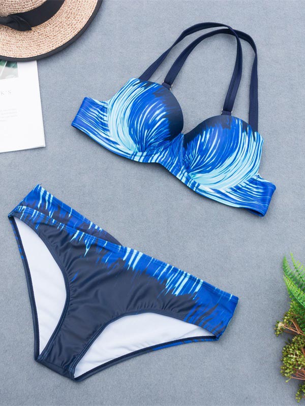 Women's Push Up Bikini Set Blue Separates