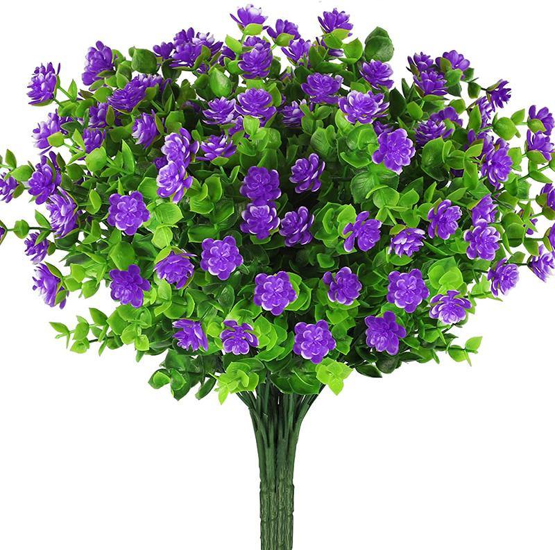 Artificial Flowers Mini Lotus Faux Plastic Greenery Shrubs for Home Hanging Garden Porch Window Indoor Outdoor - CHALIER