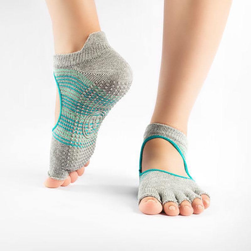 Womens Yoga Grip Socks Athletic Non-slip Fingerless Socks - CHALIER