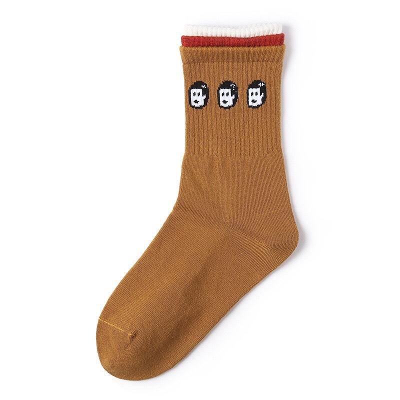 Chalier Men Crew Cotton Casual Socks Fashion Style Brown - CHALIER