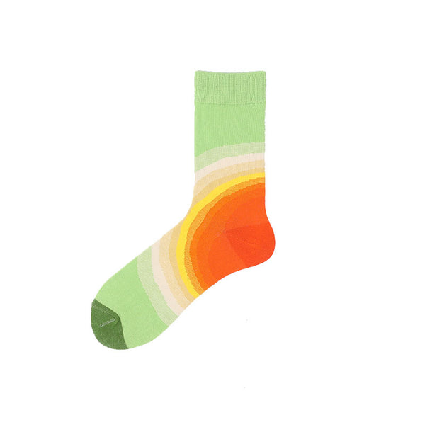 Chalier Mens Casual Crew Art Sunrise Socks