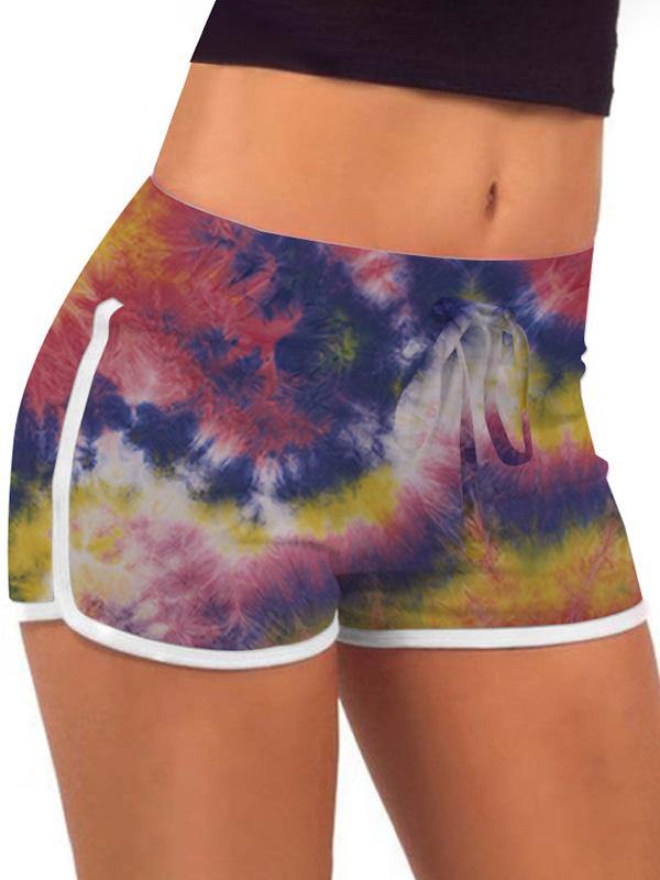 Women's Sports Sweat-absorbent Tie-dyed Tight Shorts Elastic Hot Pants - CHALIER