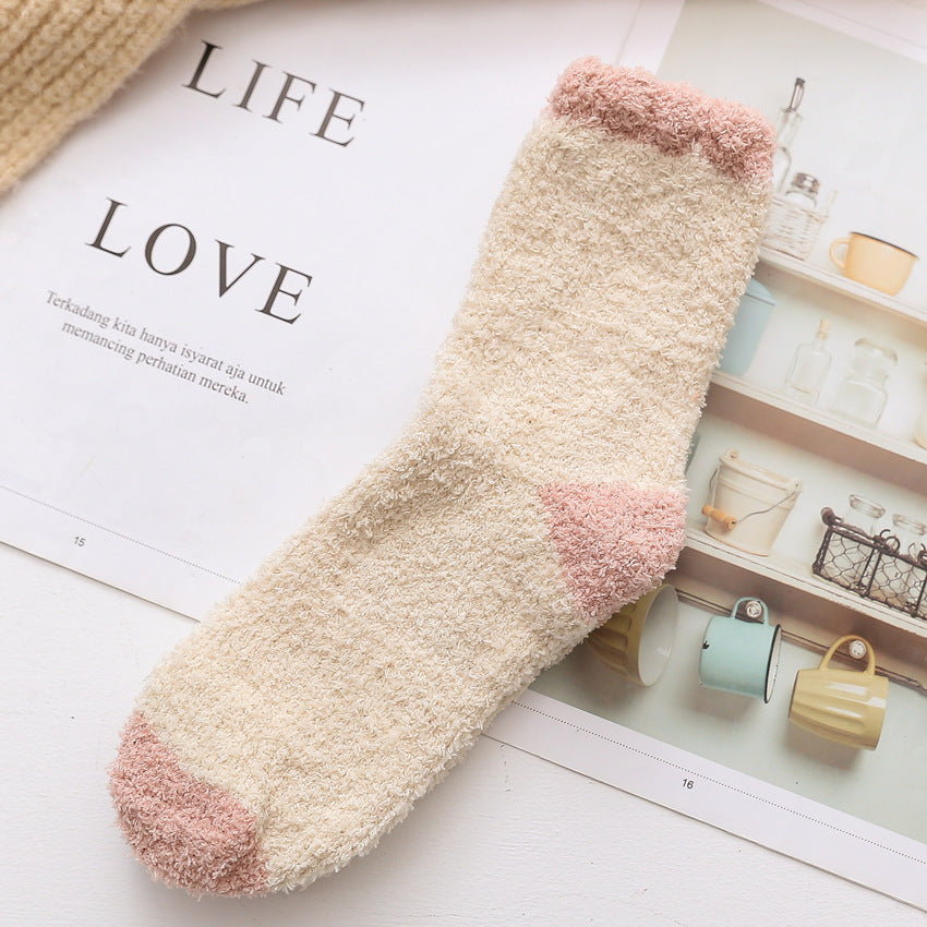 Chalier Womens Winter Socks Coral Fleece Home Slipper Socks Set 5 Pairs