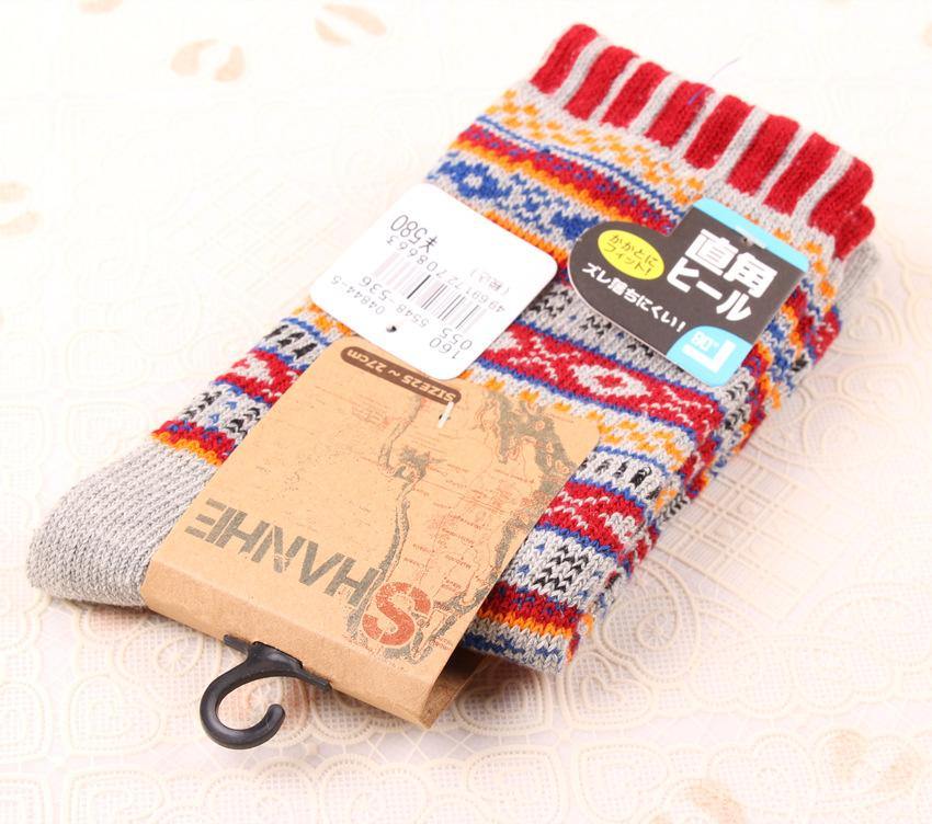 Chalier Men Winter Socks Colorful Stripes Red - CHALIER