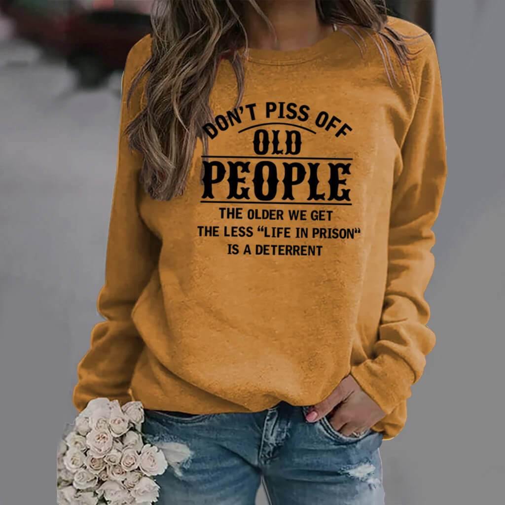 Ladies Long Sleeve Casual Letter Print Sweatshirt - CHALIER