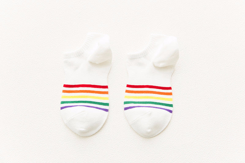Chalier Women Cotton Socks Rainbow Stripe