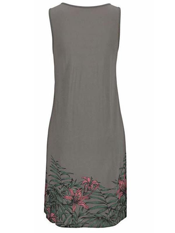 Women's Floral Print Polka Dots Sleeveness Crew-neck Vest Dress Holiday Plus Size - CHALIER