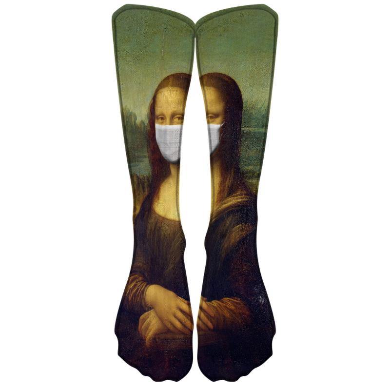 Mens Cotton Fun Crazy Socks Famous Painting Crew Socks Unisex 1 Pair - CHALIER