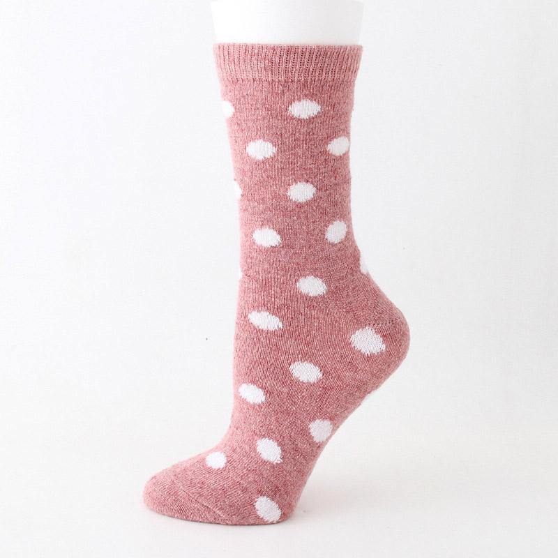 Womens Winter Warm Socks Set Thickened Wool Polka Dots Socks 6 Pairs - CHALIER