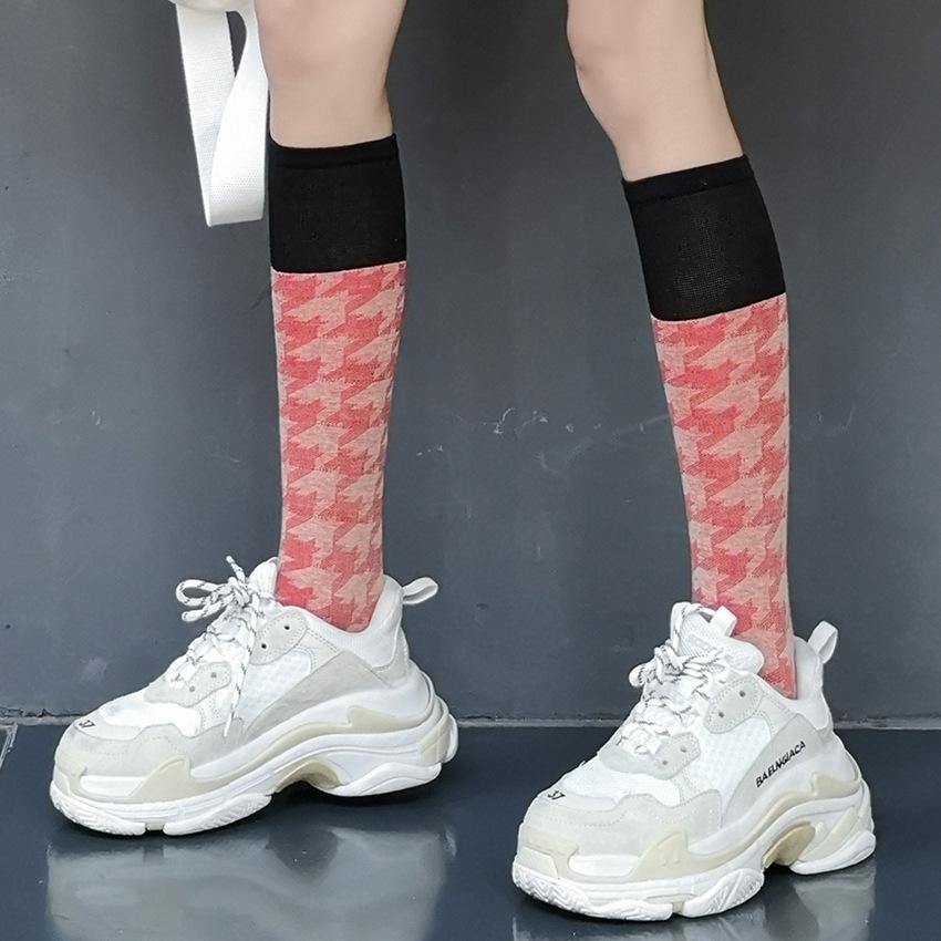 Calf Socks Knee-length Fitness Sports Yoga Stockings Plaid and Houndstooth - CHALIER