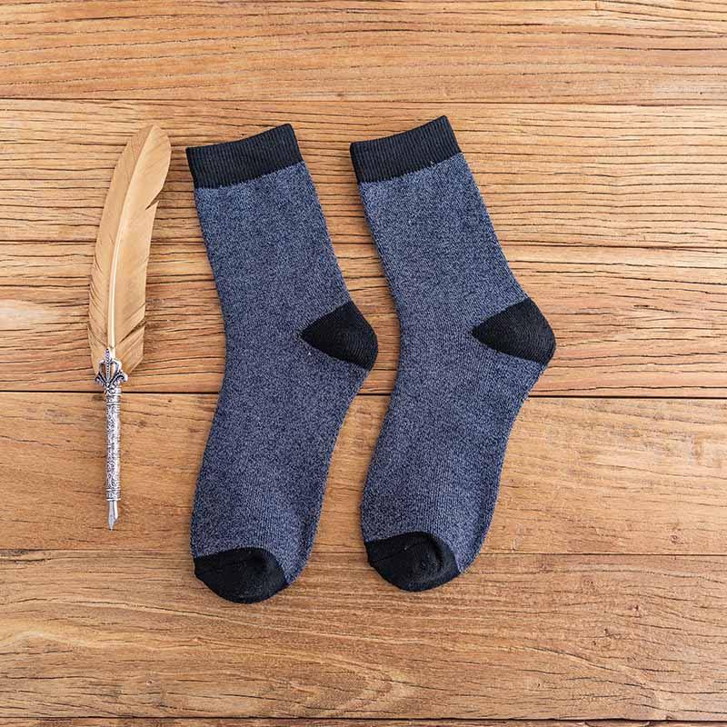 Mens Winter Warm Cozy Wool Socks Crew Thickened Towel Socks Set 6 Pairs - CHALIER