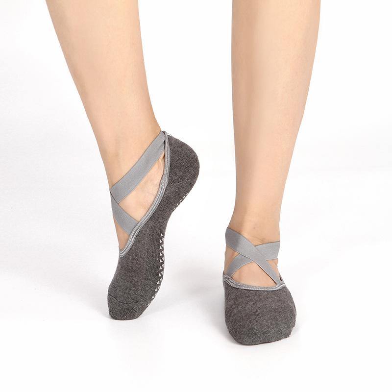 Women Yoga Socks Non Slip Grips Socks with Straps For Hospital, Home Slipper Socks - CHALIER