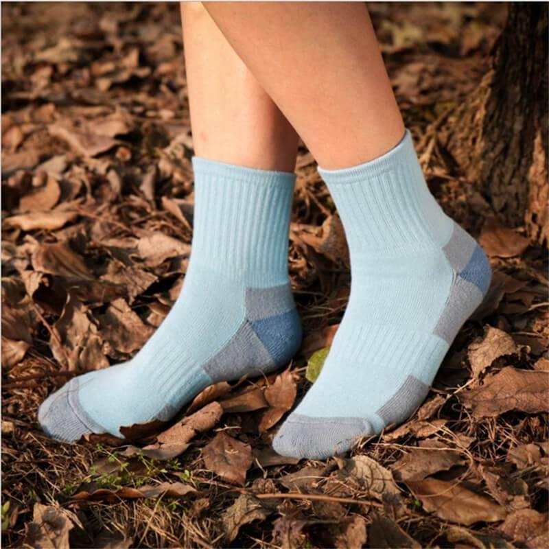 Women Crew Color Sports Socks Athletic Breathable Running Socks with Cushion Sole - CHALIER