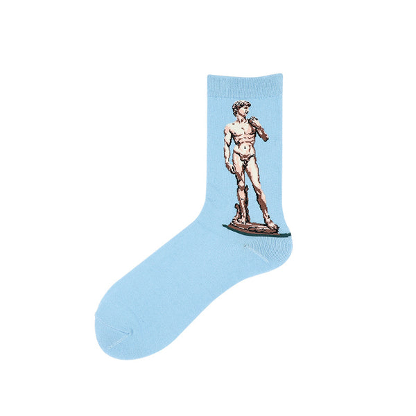 Chalier Mens Casual Crew Art David Socks