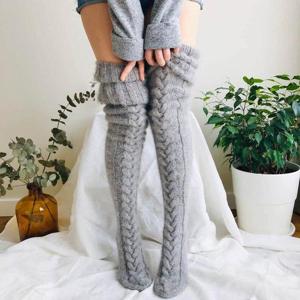 Womens Knitted Socks Thickened Thigh High Socks - CHALIER