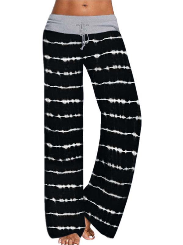 Women's Loose Pants Home Tie-dye Printed Stripes Yoga Slacks - CHALIER