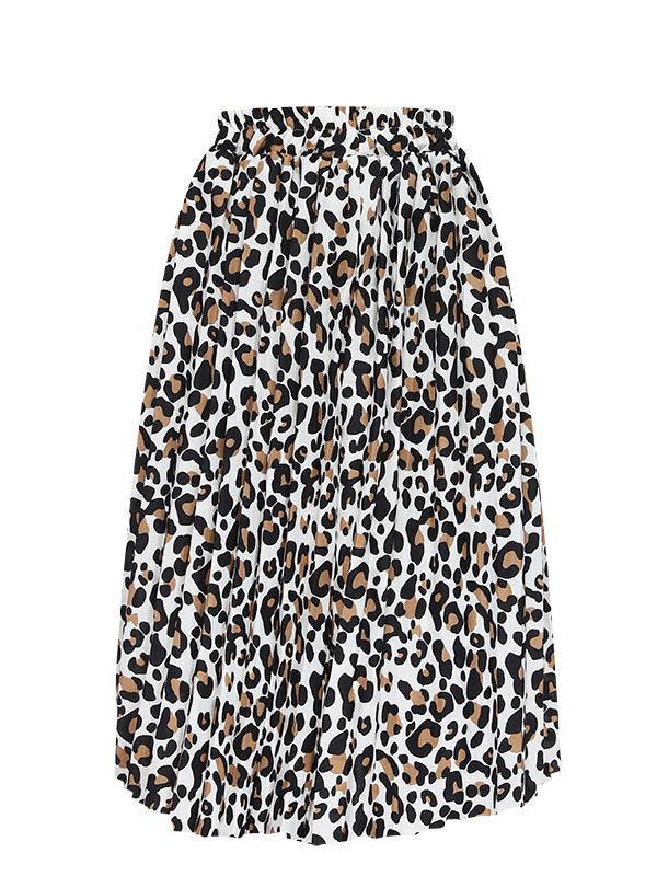 Women's Printed Chiffon Pleated Skirt Plus Size Midi Skirts - CHALIER