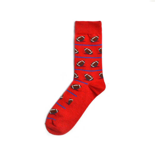 Chalier Mens Casual Rugby Red Sports Crew Cotton Socks - CHALIER