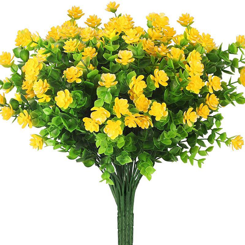 Artificial Flowers Mini Lotus Faux Plastic Greenery Shrubs for Home Hanging Garden Porch Window Indoor Outdoor - CHALIER